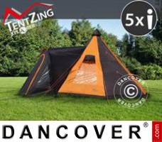 Campingzelt, TentZing® Teepee, 5 Personen, orange/dunkelgrau